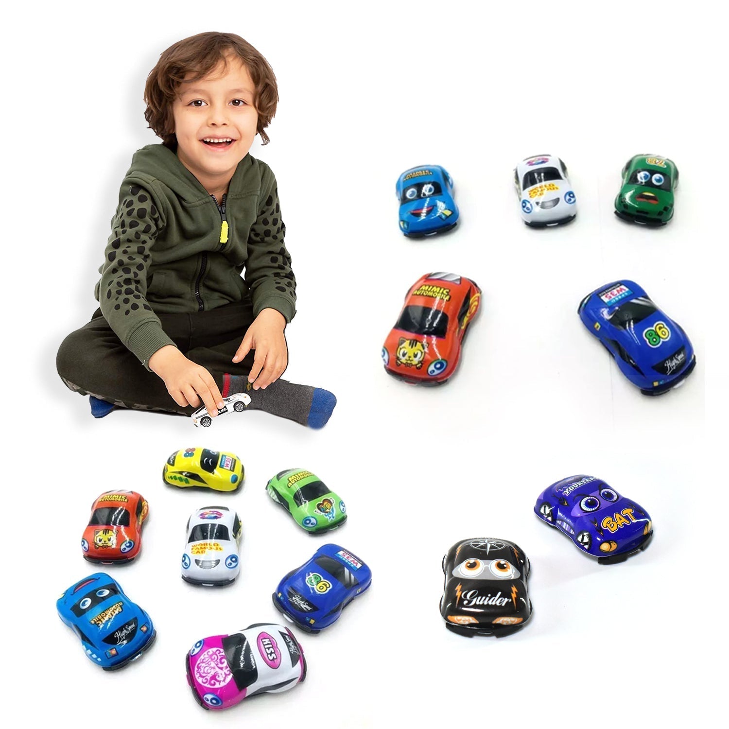 Mini pull back cars in assorted colors, great for kids' playtime. Mini pull back cars in assorted colors, great for kids' playtime.